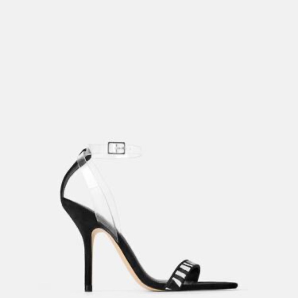 Black suede, vinyl and animal print zara sandals